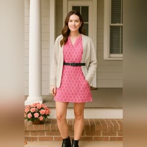 Lexi York Pink Geometric Cotton Dress Size Medium new